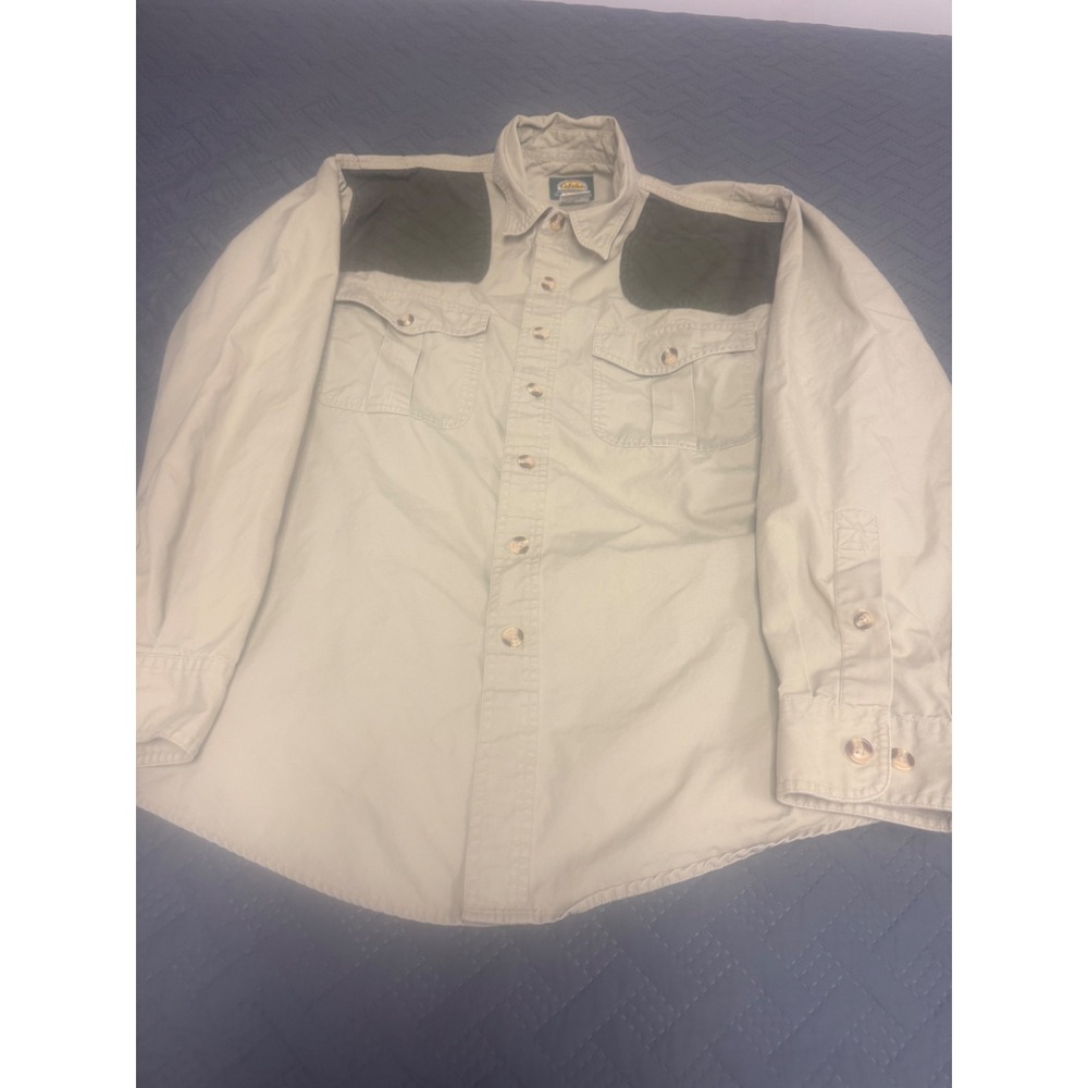Cabelas Outdoor Gear Mens XL Shooting Shirt Khaki Tan Cotton Hunting Long Sleeve